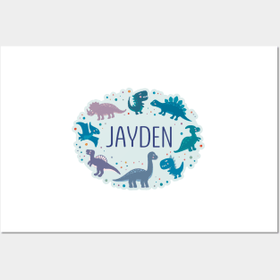 Jayden name surrounded by dinosaurs Posters and Art